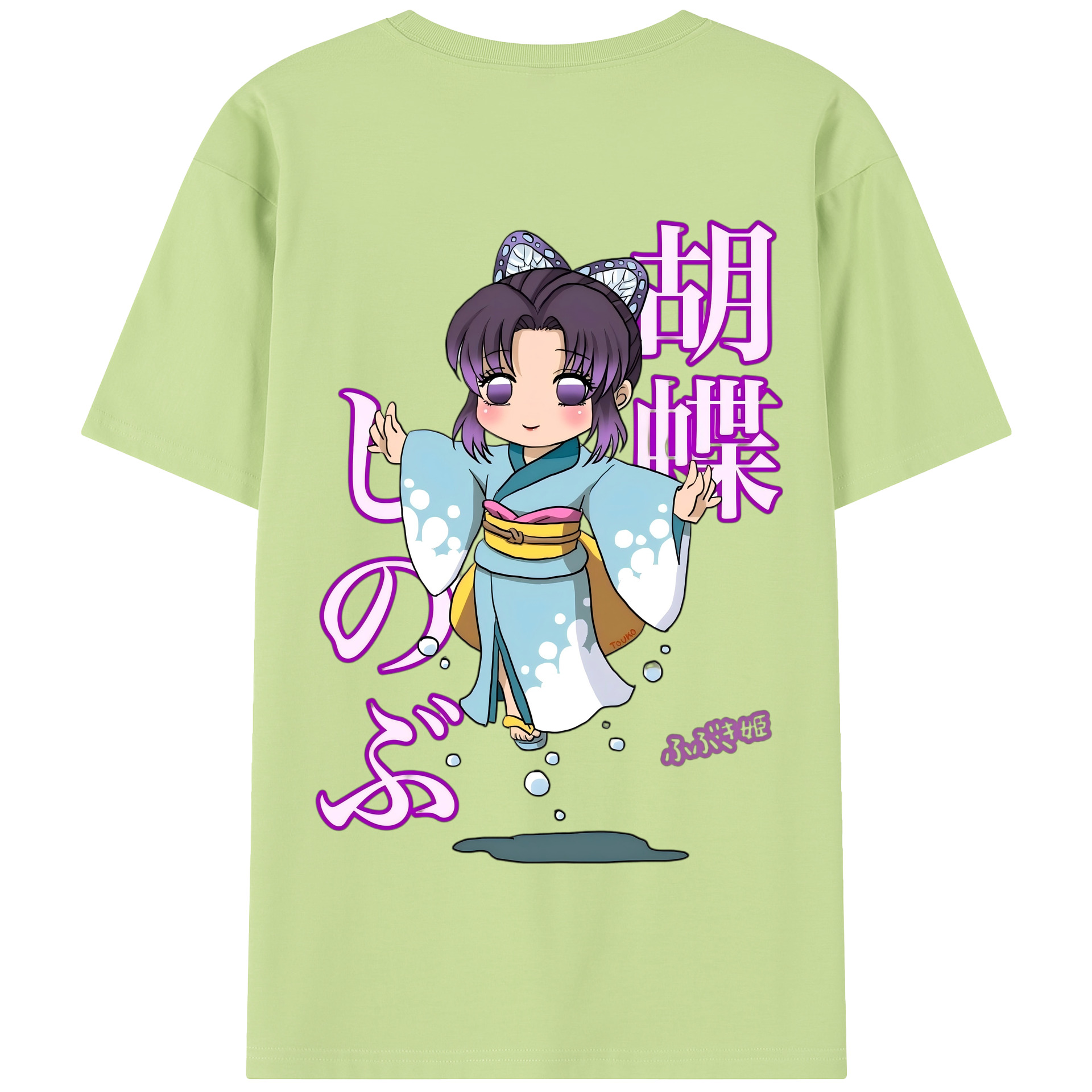 （画像用） 鬼滅の刃（きめつのやいば）蟲柱-胡蝶 しのぶ／こちょう しのぶ Kochou Shinobu 綿100％半袖Tシャツ（背面プリント）